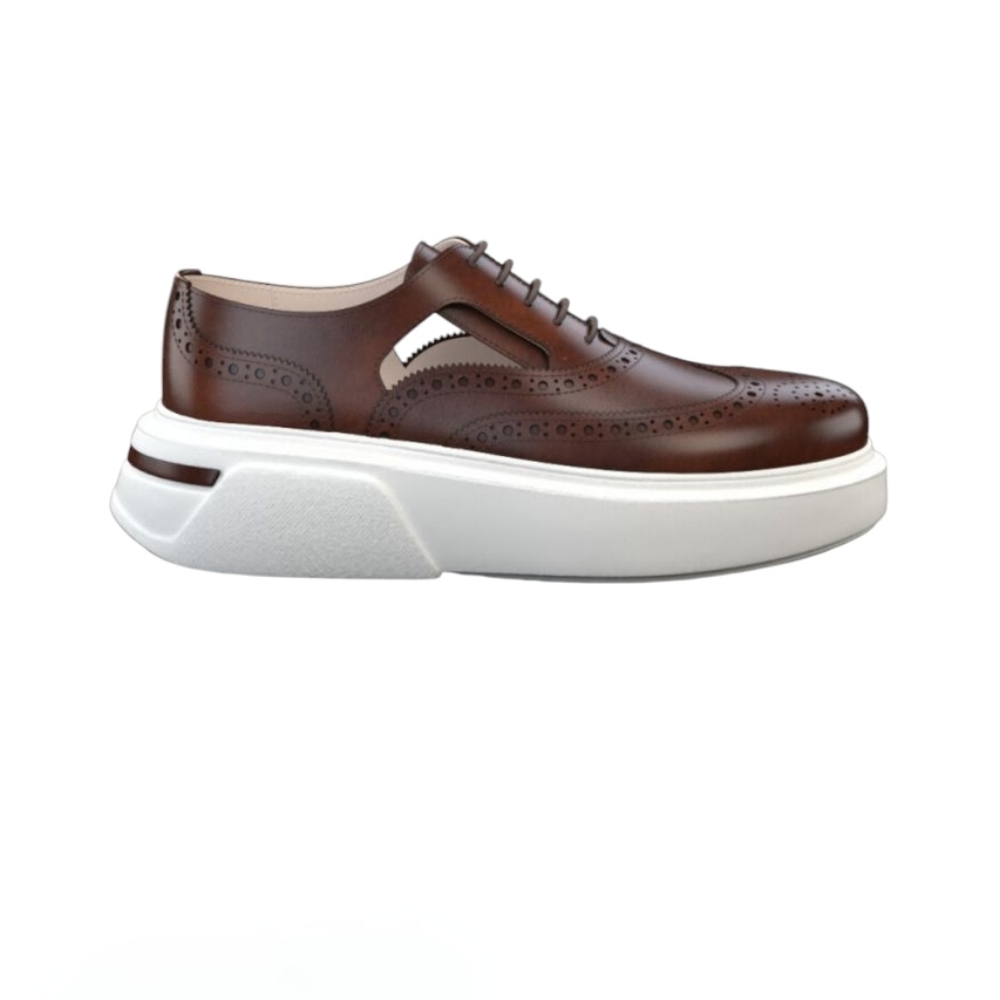 Girotti Leather Wing Tip Cut Out Sneaker Size EU 42 US 11.5 (2623)